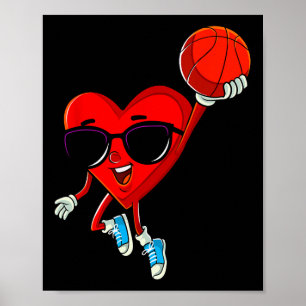 Herzklopfen Basketball Niedlicher Valentinstag Spo Poster
