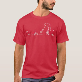 Herzklopfen Hund und Katzen Herzchen Katze lustige T-Shirt