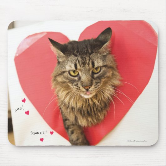 Herzklopfen-Katze Mousepad (Vorne)