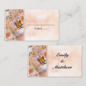 Herzklopfen Orange Rose Blumenlatten Platzkarte (Vorne/Hinten)