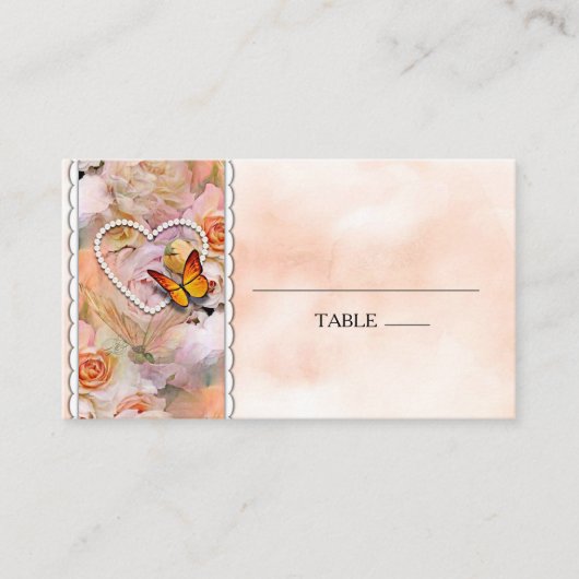 Herzklopfen Orange Rose Blumenlatten Platzkarte (Vorderseite)