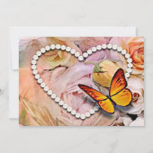 Herzklopfen, orangefarbene Rose, Schmetterlinge Re Save The Date (Rückseite)