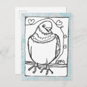 Herzklopfen Postkarte - Kontinuierliche Zeichn (Vorne/Hinten)