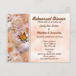 Herzklopfen, Rose und Schmetterlinge Probe Abendes Einladungspostkarte