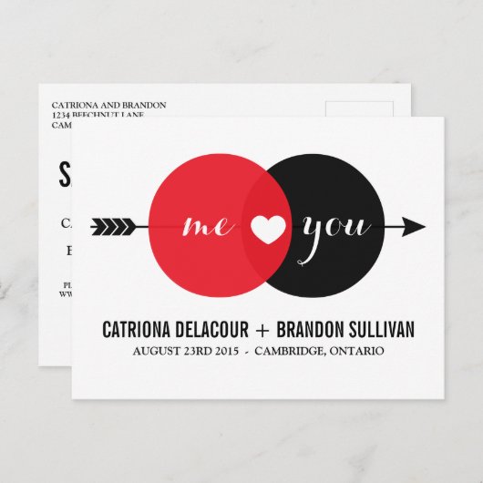 Herzklopfen Save the Date Postkarte (Vorne/Hinten)