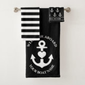 Herzklopfen Schwarz-weiße Streifen Badhandtuch Set (Insitu)