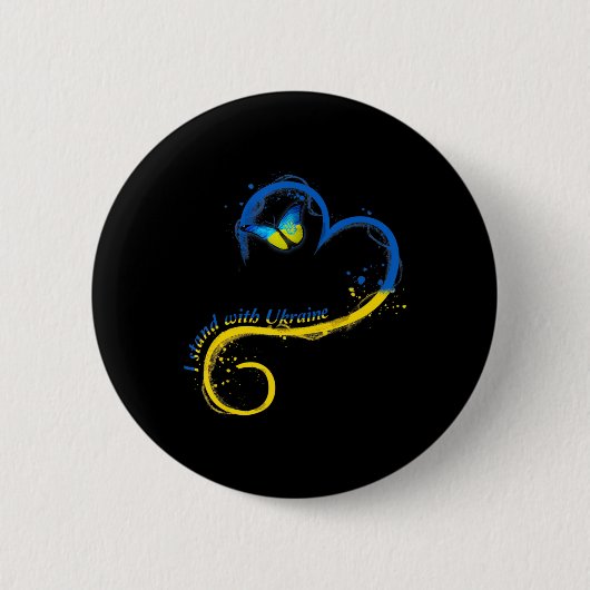 Herzklopfen Ukraine Schmetterling Ukrainische Fahn Button (Vorderseite)