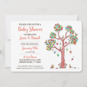 Herzklopfen und Birds Ansammlung Fun Babydusche Einladung (Vorderseite)