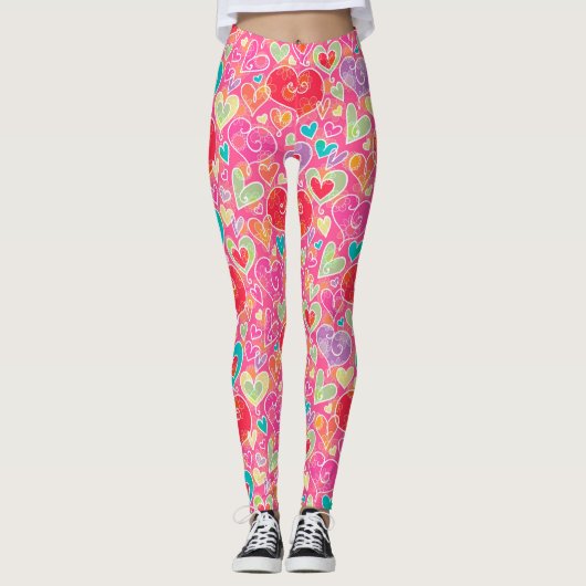 Herzklopfen und Blume Leggings (Vorderseite)