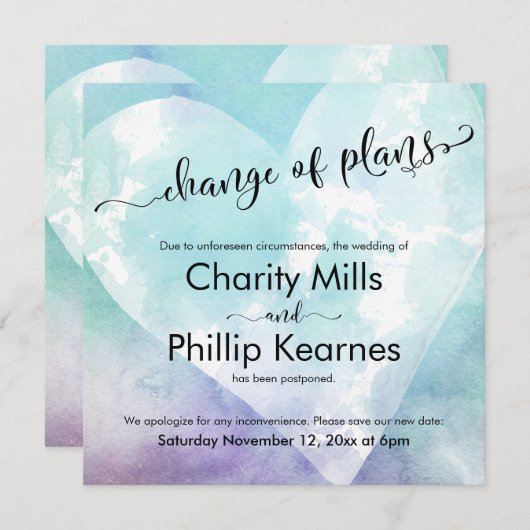 Herzklopfen Verspätete Hochzeitänderung Pläne (Vorne/Hinten)