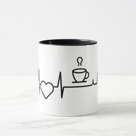 Herzklopfmuster mit Kaffee-Cup Tasse (Zentrum)