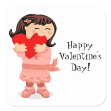Herzknabbernde Valentinstag Mädchen Quadratischer