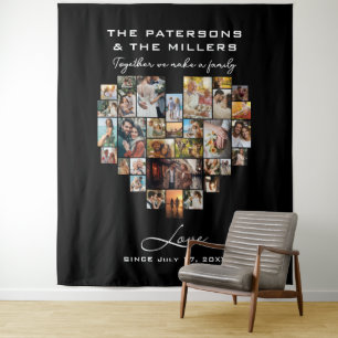 Herzkollektion Fotos Familienjubiläum Schwarz Wandteppich
