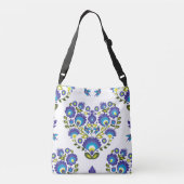 Herzkomposition mit folkloristischen Blume Tragetaschen Mit Langen Trägern (Rückseite)