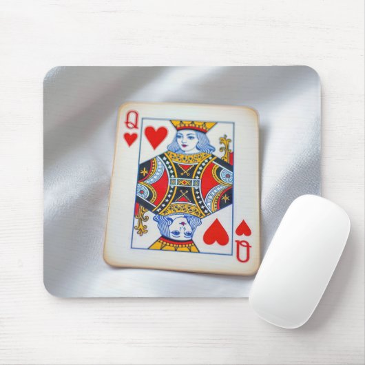 Herzkönigin auf weißem Satinstoff Mousepad (Mit Mouse)