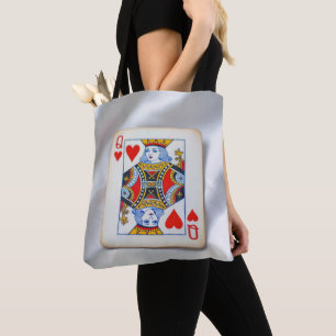 Herzkönigin auf weißem Satinstoff Tasche
