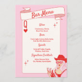 Herzkönigin Bar Menu Rosa Rot Menükarte (Vorderseite)