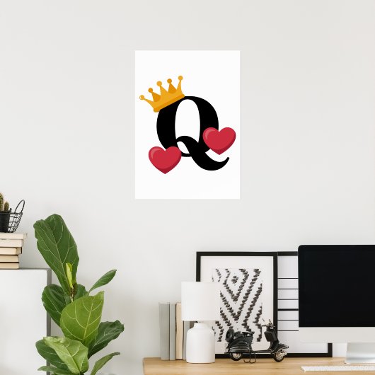Herzkönigin gekrönt Liebesemblem Poster (Heimbüro)