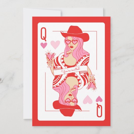 Herzkönigin Las Vegas Bachelorette Einladung (Vorderseite)