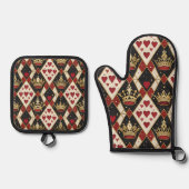 Herzkönigin Ofenhandschuh & Topflappen-Set (Vorderseite)