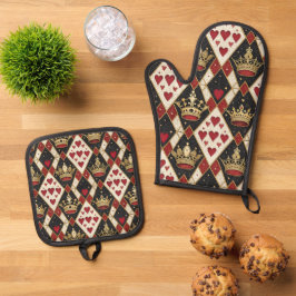 Herzkönigin Ofenhandschuh & Topflappen-Set