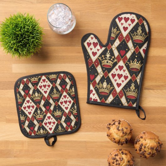 Herzkönigin Ofenhandschuh & Topflappen-Set (Oben Unten)