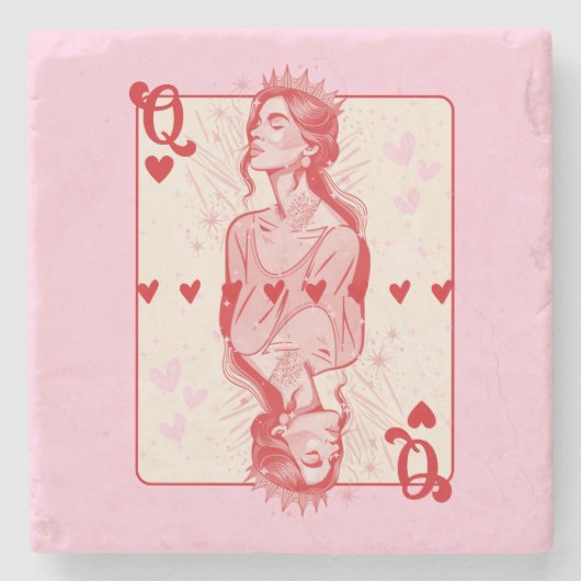 Herzkönigin Pinke Preppy Kunst Steinuntersetzer (Vorderseite)