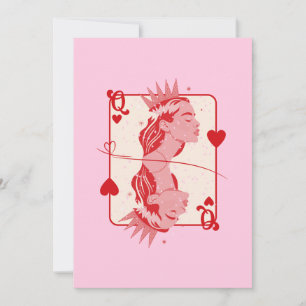 Herzkönigin Rot und Rosa Preppy Kunst Feiertagskarte