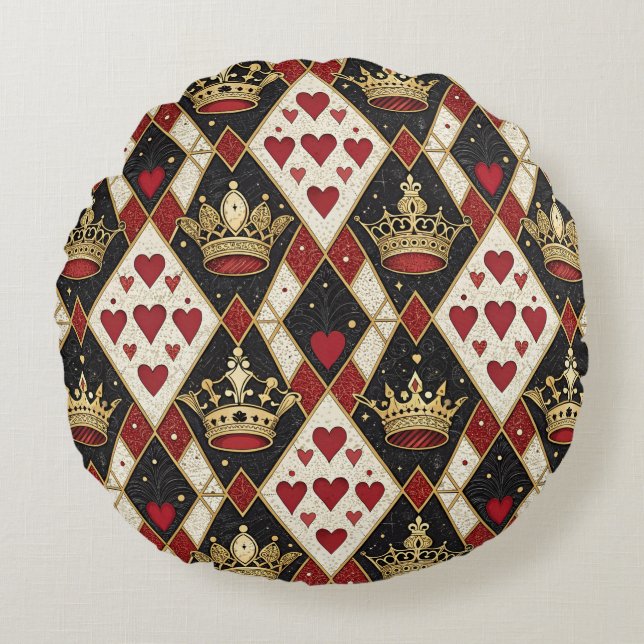 Herzkönigin Rundes Kissen (Vorderseite)
