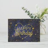 Herzkonstellation und Sternenkarte zum Geburtstag Einladung (Stehend Vorderseite)