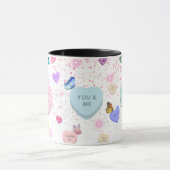 Herzkonversation Kaffeepause Tasse mit Schmetterli (Zentrum)