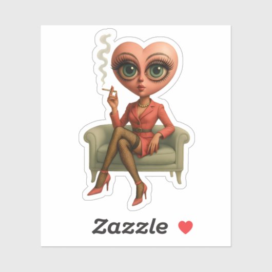 Herzkopf Diva , FunnyTee, Vintag Aufkleber (Blatt)