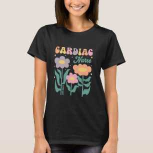 Herzkrankenschwester Floral Retro Groovy Mädchen F T-Shirt