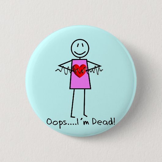 Herzkrankenschwester-Geschenke Stickman-Design V-F Button (Vorderseite)