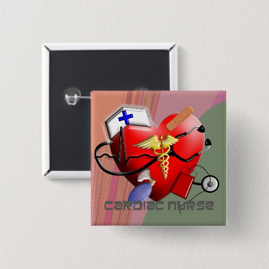 Herzkrankenschwester-Kunst-Geschenke Button (Vorne & Hinten)