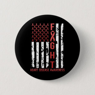 Herzkrankheit-Bewusstsein Februar USA-Flagge Band Button