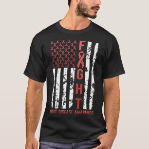 Herzkrankheit-Bewusstsein Februar USA-Flagge Band  T-Shirt