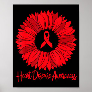 Herzkrankheit-Bewusstsein Sonnenblume Go Red Fraue Poster