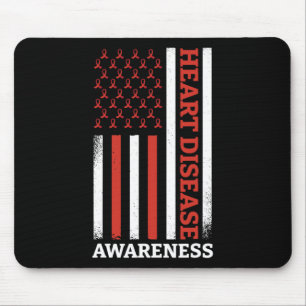 Herzkrankheit-Bewusstsein USA-Flagge Herz-Krieger Mousepad