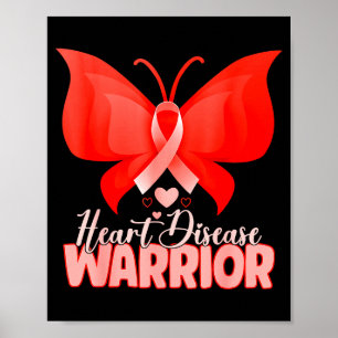 Herzkrankheit Krieger Schmetterling Rotes Herz Her Poster