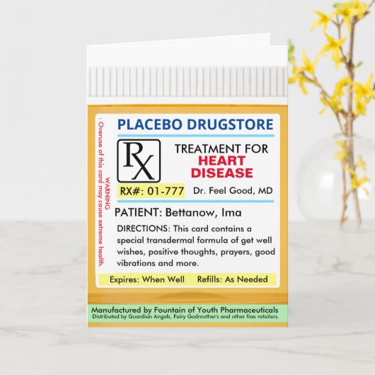 HERZKRANKHEIT RX Verschreibung für Gesundheit wird Karte (Gelbe Blume)