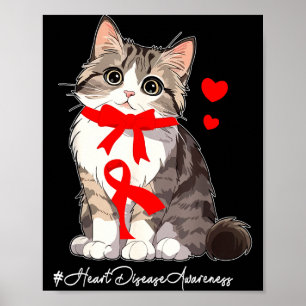 Herzkrankheiten-Bewusstseinsmonat Fighter Cat hält Poster