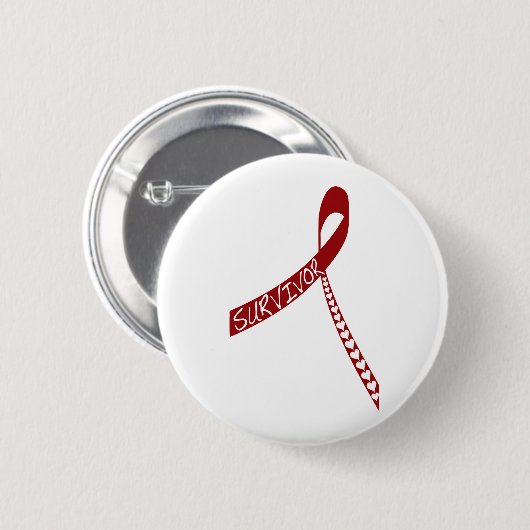 Herzkrankheitsüberlebendrotband Button (Vorne & Hinten)