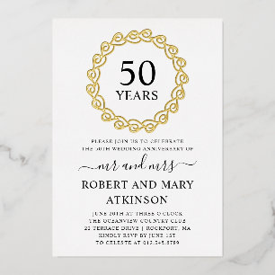 Herzkranz 50. Hochzeitstag-Party Folieneinladung