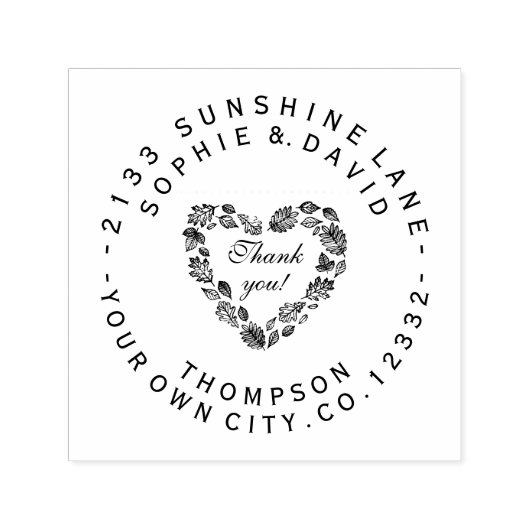 Herzkranz Danke, Circular Wedding Monogram Permastempel (Design)