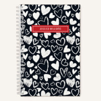 Herzkranz Doodle und Liebe Muster Niedlich Schwarz