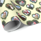 Herzkranz Hühner Weihnachten Geschenkpapier (Rolleneckpunkt)