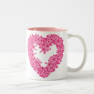 Herzkranz von Blume - Blütenrosa Zweifarbige Tasse