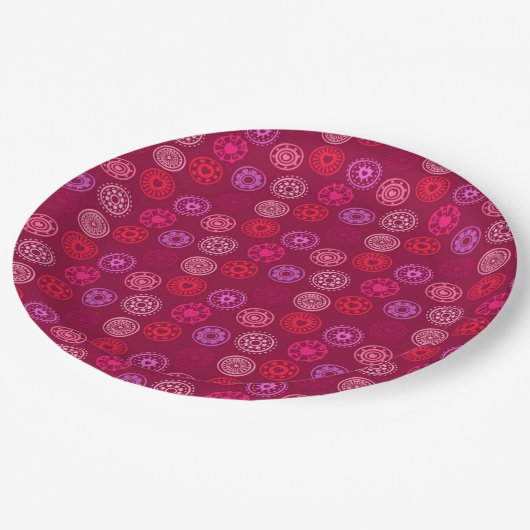 Herzkreise des Valentinstag Pappteller (Schrägansicht)