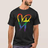 Herzkreuz Gay Pride Rainbow Faith Christlich T-Shirt (Vorderseite)